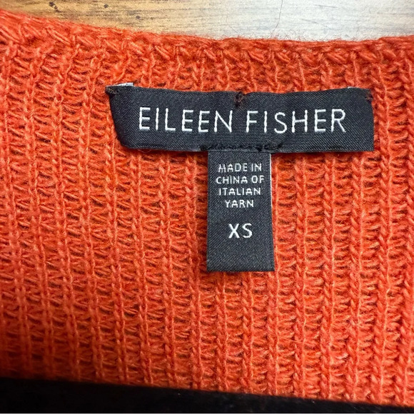 Eileen Fisher Burnt Orange Knit Sweater size XS long sleeve V neck - Picture 6 of 7